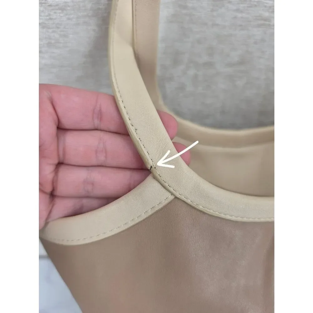Coach Bea Neutral Two-Tone Ivory & Taupe Leather Top Zip Tote Bag